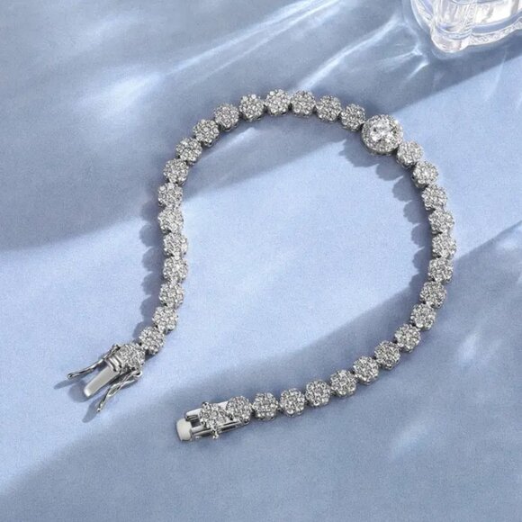 Solid Sterling Silver 2ct Diamond Womens Tennis Bracelet Ladies Jewelry 6" 6 in - Picture 4 of 5